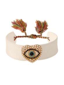 1pc Boho Vintage Style Elegant Alloy Heart & Eye Decor Bracelet, Suitable For Women, Sisters & Couples, Perfect Gift For Valentine's Day/Prom/Graduation, Versatile For Daily Wear, Parties, Weddings & Events, Adjustable Size, Red Accessory - Hand Strap - View 14