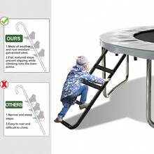 USA Universal EasytoAssemble Trampoline Ladder Trampoline Slide With Horizontal And Wide StepsHeavy Duty Trampoline Accories For - Black-Ladderw/shoespocket - View 4