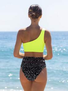 popvil Leopard Print Halter Bikini Set, Beach & Summer - Mustard Yellow - View 2