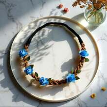 Halloween Decoration Garland, Handmade Simulation Flower Wreath Seaside Vacation Wreath, Girl's Flower Wreath Headwear, Multiple Colors To Choose From, Including Red, Pink, And Blue Flower Garlands, Wreath Fake/Artificial Flower, Bride's Flower Wreath Headwear, Bohemian Hair Accessories, Forest Style Decorations, Super Fairy Korean Sweet Accessories,