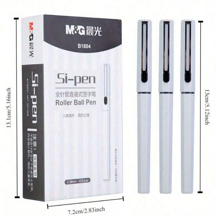 Local Delivery - 0.38mm Fine Point Needle Tip, Quick-Drying, Smooth Writing, Hexagonal Barrel, 12 Pack  - SI-PEN Series Gel Ink Rollerball Pens - Black - View 1