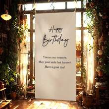 1 pezzo Striscione appeso per Buon Compleanno, Decorazione da parete per festa di compleanno, Accessorio per l'atmosfera della festa, 17" X 35"
