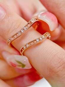 1pc S925 Sterling Silver Asymmetrical Elegant Lace Hollow Zirconia Ring, Versatile Ins-Style Design For Women Daily Wear, Wedding Jewelry, Holiday Party Gift
