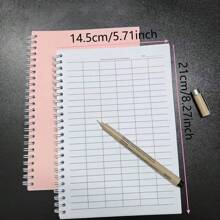 1 Spiral Notebook Universal Grid Attendance Record Book, Work Log Horizontal Version (23 Rows And 14 Columns), Vertical Version (34 Rows And 8 Columns), Data And Inventory Management Ledger, Financial Accounting, Student And Work Purpose - Text,Back To School,School Supplies