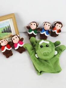 hoojojo Set de 6 títeres de dedo, con diseño de mono, títeres miniatura, títeres lindos, accesorios interactivos, para juego de roles, reuniones familiares, actuaciones divertidas, eventos escolares, fiestas, festivales, regalos.