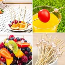 100/50/20pcs Cocktail Decoration Picks, 4.7 Inch Bamboo Cocktail Skewers, Suitable For Desserts, Cakes, Sandwiches, Cooked Meats, Fruit Sushi Decoration, For Birthday, Wedding, Graduation Cocktail Party, Outdoor Beach Pool Party, Carnival, And Daily Home Use
