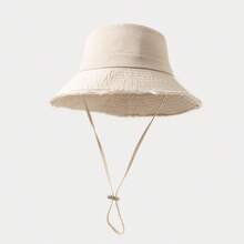 Cappello a secchiello stile coreano con bordo largo e frange metalliche, adatto a uomo e donna, ideale per attività all'aperto estive e protezione dal sole - Cachi - Visualizzare 3