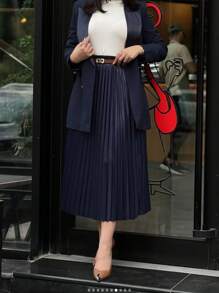 Falda plisada elegante de unicolor para mujer - Falda de tafetán ligera y cómoda