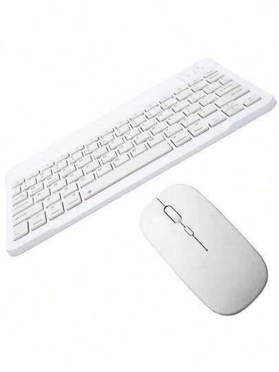 Kit com Teclado e Mouse Sem Fio Bluetooth de Cores Macaron Adequado para PC, iPad, Tablet e Notebook
