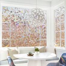 1张45*100cm彩色新月图案玻璃贴纸，半透明办公室鳞片玻璃膜，窗户遮光贴纸新月风格