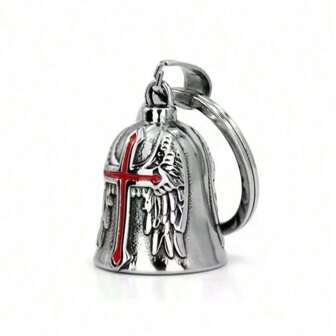 1pc Punk Retro Men Motorcycle Bell, Cross, Feather Wing Angel Pendant Necklace