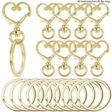 20/30/50pcs Heart Shaped Swivel Clasp Hook With Flat Key Rings - For Women, Colorful Metal Spring Snap Hooks For DIY Crafts, Jewelry, Lanyards And Accessories - 4 Colors Zinc Alloy Lobster Clasp Split Rings - Heart Keychain + Flat Ring - View 21