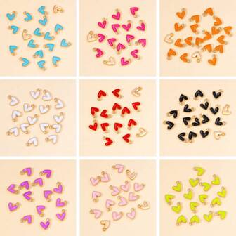 30 piezas de dijes con forma de corazón mini lindos y coloridos, accesorio de aleación de zinc esmaltado DIY para manualidades de joyería de mujeres/niñas, pulseras, aretes