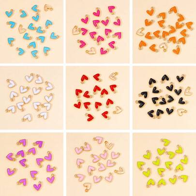 30 piezas de dijes con forma de corazón mini lindos y coloridos, accesorio de aleación de zinc esmaltado DIY para manualidades de joyería de mujeres/niñas, pulseras, aretes