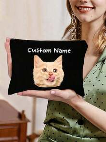 Bolsa de maquillaje personalizada con foto de gato, regalos con temática de gato, bolsa de cosméticos de viaje pequeña para amantes de las mascotas, estuche con cremallera para adolescentes, hijas, hermanas, artículos divertidos para mascotas, decoraciones de cumpleaños y navidad, organizador de maquillaje, bolsa de almacenamiento de maquillaje, estuche de maquillaje pequeño de viaje, accesorios, estuche para brochas, bolsa de maquillaje, artículos de viaje, artículos escolares, bolsa de maquillaje, artículos esenciales de vacaciones - Multicolor - Ver 8