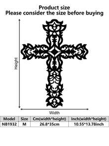 1 pieza Mural de arte industrial de hierro, Cruz anti-oxidante y rosa blanca, diseño religioso minimalista para regalo de Pascua/Día de Todos los Santos/Navidad - Multicolor - Ver 16