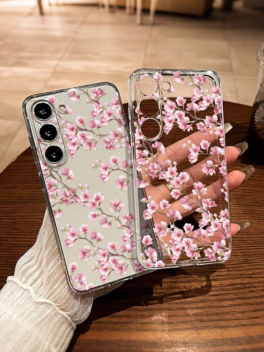 花卉图案手机壳，透明简约防震手机保护套，兼容三星 Galaxy S25/S25PLUS/S25 Ultra/A16/A36/A26/A56/A50/A12/A32/A52/A72/A51/A21S/A13/A14/S24/S24PLUS/S24Ultra/S20/S23/S22/A53/S20FE/S21、11/12Pro/12/12X/13Pro/14Pro/15Pro/X3pro、10/9/Note9/12c/Note11pro/Note8Pro/9C/9a，防水、防震、防刮。 - 彩色 - 查看 1
