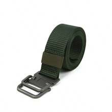 Women's Denim Jeans Belt, Summer Double-Ring Buckle Waist Canvas Belt, Studentstyle No-Hole Casual Military Vintage Belt