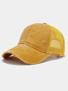 1 pieza Gorra de béisbol sólida, lavada y perforada, accesorio transpirable de protección solar para primavera/verano - Multicolor - Ver 8