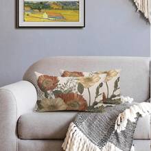 2pcs Vintage Floral Throw Pillow Covers, 12*20 Inch Rust Orange & Yellow Leaf Decorative Sofa Cushion Covers, Farmhouse Style Linen Pillow Shams For Living Room Outdoor Decor, Single-Sided, Inserts Not Included. - Multicolor - View 6