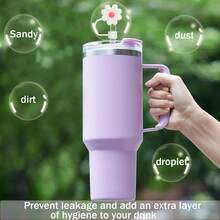 7 件可爱硅胶吸管盖，适用于 杯，10 毫米可爱花朵吸管盖，适用于随身杯，防尘饮用吸管盖，适用于可重复使用吸管尖盖，返校用品 - 彩色 - 查看 2