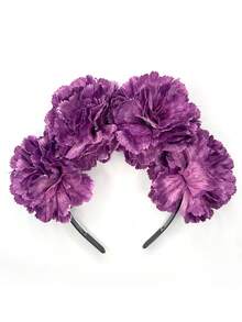 1pc Women's New Solid Color Faux Fabric Embroidered Pom Pom Flower Headband, Solid Floral Fabric Hair Accessory For Party, Photo Shoots, Everyday Wear, Gift Hairband Hair Hoop Head Accessories - Multicolor - View 13