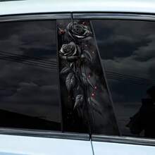 Calcomanías para auto con rosas negras, pegatinas PVC para el pilar B, adhesivas, resistentes al agua y a los arañazos, con diseño floral fantástico y acabado semibrillante para superficies de vidrio/metal/plástico/cerámica/madera