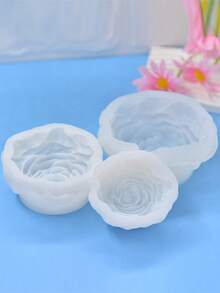 1 套 3D 牡丹花蜡烛模具 - 大号、中号、小号牡丹花蜡烛石膏和硅胶模具 - 白色 - 查看 3