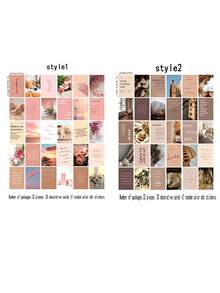 32 件/套（30 张装饰卡 + 2 张贴纸）迷你优雅氛围海报，适用于家居装饰，INS 风格简约玫瑰和植物印刷照片海报，DIY 贴纸装饰卡，卧室/客厅墙壁装饰明信片 - 彩色 - 查看 9