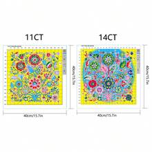 1件 40x40cm [15.7x15.7英吋] 三色紫主題 成人初學者適用 11CT/14CT 印刷十字繡DIY套件 刺繡套組 適合臥室、客廳牆面裝飾 送禮佳品 - 彩色 - 查看 3