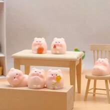 6pcs Cute Pig Micro-Landscape Decor, Handmade Tabletop Ornaments, Premium Resin Crafts, Creative Car Accessories