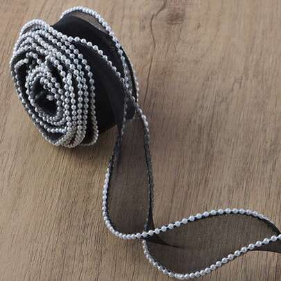 8pcs/4pcs/1pc Pearls Jacquard Scalloped Edge Organza Ribbon, 4cm Wide Comet Tail Wave Organza Ribbon, Decorative Ribbon For Hair Clips, Bows, Weddings, Valentine's Day, Mother's Day, New Year, Birthdays, Headbands, Flower, Gift, Cake And Bakery Packaging, Bows, DIY, Gift Boxes And Bouquets