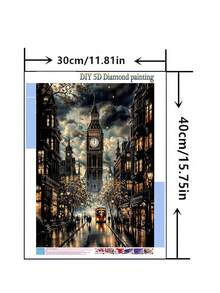 1 bức tranh kim cương DIY - Phong cảnh nhà thờ, trang trí nhà cửa bằng máy khoan đầy đủ, 11,8*15,7in/ 30*40cm - Nhiều màu - Xem 2