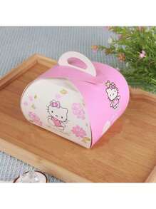 Sanrio 3pcs/5pcs/10pcs /20pcs SANRIO Hello Kitty Pink Paper Gift Boxes With "Hello Kitty" & Floral Design - Ideal For Candy, Cakes, & Party Favors At Birthdays, Festivals, & Celebrations, Hello Kitty Gifts