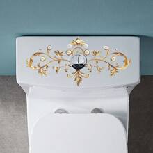 Gold Vintage Floral Toilet Seat Decal - Self-Adhesive Bathroom Wall Sticker With Intricate Embossed Design, Matte Finish, Elegant Home Surface Decoration, Elegant Home Decor | Vintage Floral Decoration | Matte Decals, Bathroom Decor And Accessories Bathroom Accessories Bathroom Organizer Fall Decor Back To School