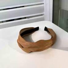 复古香港风格女士发带，2024 新款皮革十字架厚顶结头带，发髻夹，发带，发箍头带，头饰