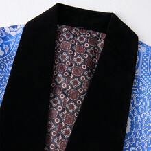 Traje de hombre de corte entallado de 3 piezas, esmoquin de un botón para boda, graduación, cena (chaqueta, chaleco y pantalones) - Azul - Ver 5