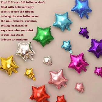 50pcs 5 Inch Pentagram Aluminum Foil Balloons, Suitable For Birthday, Wedding, Party Decoration