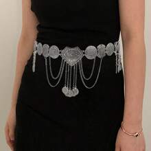 1 pièce Chaîne de taille décorative de pièce de monnaie vintage, ceinture de taille en métal bohème à franges. Accessoire de danse du ventre pour assortir une robe. Convient pour le port lors de festivals de musique et de soirées