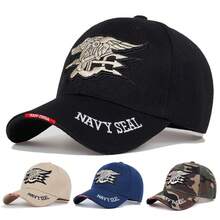 1 Pieza Gorra de béisbol con bordado de letras de Navy Seal para hombres, sombrero casual de moda urbana para primavera, otoño, viajes, vacaciones, playa - Multicolor - Ver 1