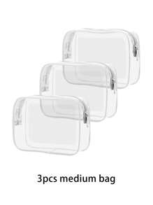 4/3/2/1 pieza(es) Bolsas de aseo de moda y sencillas para hombres y mujeres, bolsas cosméticas transparentes y impermeables del tamaño de un cuarto de galón para viajar, adecuadas para ambos géneros, se pueden llevar a bordo de aviones y regalar
