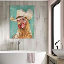 Framed 1PC Room Decor Chicken Wearing Cowboy Hat Wall Art Funny Printable Farmhouse Wall Decor Chicken Lover Farm Animal Farmer Gift Poster - Framed - View 4