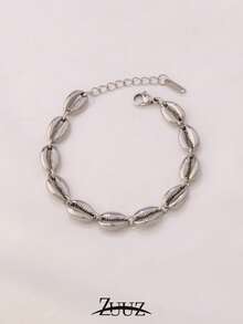 1 chiếc vòng tay thép không gỉ thời trang dành cho phụ nữ, vòng tay xích vỏ sò, trang sức phù hợp để đeo hàng ngày cho phụ nữ - Vòng đeo tay - Xem 9