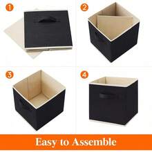 Paquete de 6 contenedores de almacenamiento de tela decorativos - Cubos plegables de 11" para organizar armarios y estanterías, gris - Negro - Ver 5