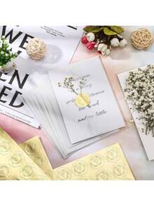 400PCS/16sheets Gold Embossed Envelopes With Love Wax Seals, Wedding Stickers, Self-Adhesive Envelope Labels, Invitation Party Stickers, Gift Wrapping Greeting Cards