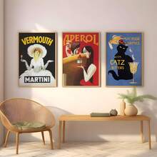1/3pcs Cocktail Posters, Modern Bar Cart Art Print, Retro Cocktail Prints, Aperol Spritz Art, Martini Poster, Vermouth Poster, Cocktail Wall Art, Unframed / Framed ,Wall Art With Frame - Multicolor - View 6