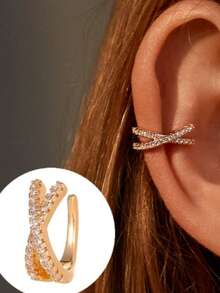 Modische, zarte, minimalistische Blatt-Ohrklemme ohne Piercing, verstellbar, elegante, waldähnliche kleine Ohrringe im Stil für Frauen - Gold - Übersicht 1