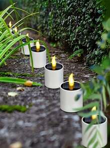 Solar Powered Candle Outdoor Waterproof, 6 LED Flameless Solar Tea Light Candles With Dusk To Dawn Sensors, Suitable For Window Exterior Lantern Porch Garden Courtyard Decoration