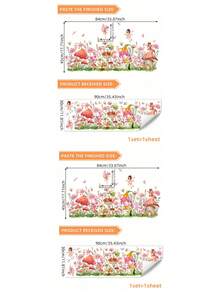 1 套粉色和紫色花卉、仙女和蝴蝶女孩墙贴，适用于客厅、卧室和沙发装饰，自粘式贴纸、墙贴花、乙烯基贴花，用于家居装饰、春季装饰品，让您的家焕然一新，节日装饰贴纸礼物生日毕业 - 彩色 - 查看 21