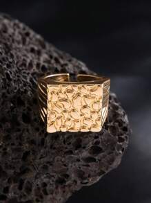 1 pieza Anillo abierto de moda vintage con forma rectangular y diseño geométrico de persecución para hombres